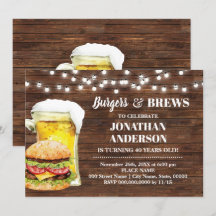 Rustikale Burger & Brauerwachsene zum Geburtstag