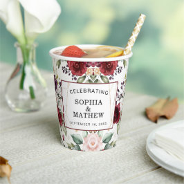 Rustikale Burgund Blush Abstrakte Hochzeit Pappbecher