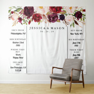 Rustikale Burgunder-Marsala-Hochzeitskulisse Wandteppich
