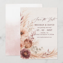 Rustikale Burgunder Pampas Blumen Hochzeit im Herb