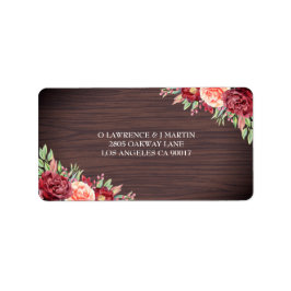 Rustikale Burgunder-Wasserfarbenhochzeit Adressaufkleber