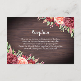 Rustikale Burgunder-Wasserfarbenhochzeit Begleitkarte