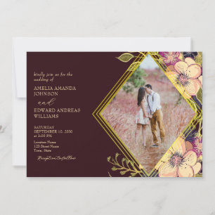 Rustikale burgunderrote Hochzeitseinladung Einladung