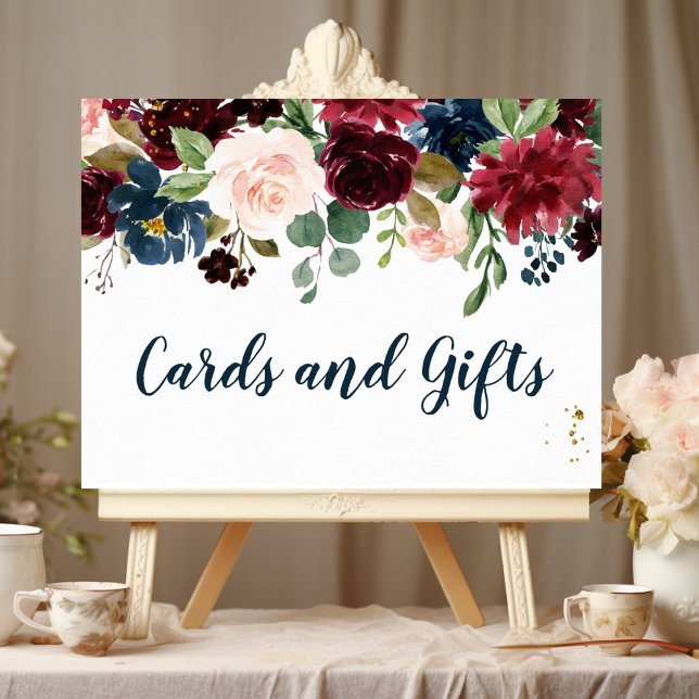 Rustikale Burgundy Navy Blue & Red Beauty Blume Poster (Von Creator hochgeladen)