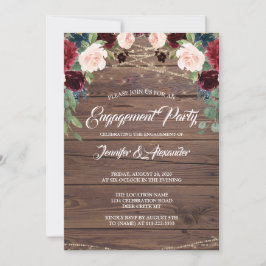 Rustikale Burgundy Wood Marsala Engagement Party Einladung