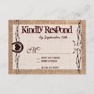 Rustikale Burlap-Drahthupe-RSVP-Karten RSVP Karte