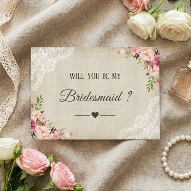 Rustikale Burlap Floral wird meine Bridesmaid sein Einladung (Von Creator hochgeladen)