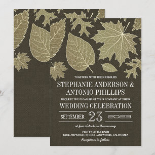 Rustikale Burlap Gold Herbstlaub Hochzeitseinladun Einladung