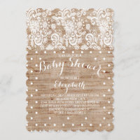 Rustikale Burlap Lace Neutral Baby Dusche Einladun