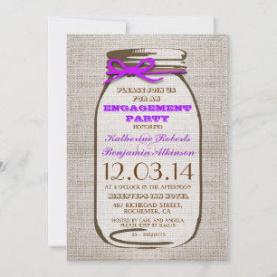 Rustikale Burlap Mason Jar Engagement Party Einladung