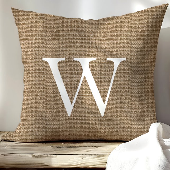 Rustikale Burlap-Mit Monogramm Kissen (Von Creator hochgeladen)