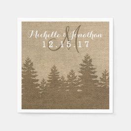 Rustikale Burlap Pine Trees Winter Wedding Napkin Serviette