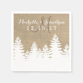 Rustikale Burlap Pine Trees Winter Wedding Napkin Serviette