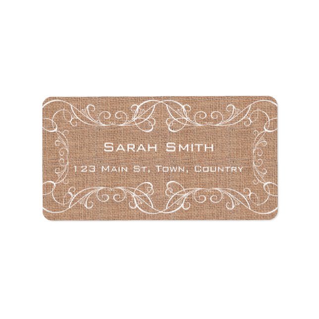 Rustikale Burlap Print Wedding Return UAWG Labels Adressaufkleber (Vorne)