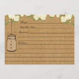 Rustikale Burlap-Rose Brautparty-Rezepturkarten