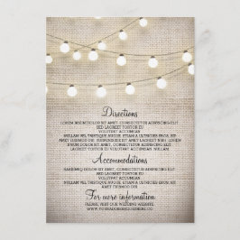 Rustikale Burlap String Lights Wedding Details Car Begleitkarte