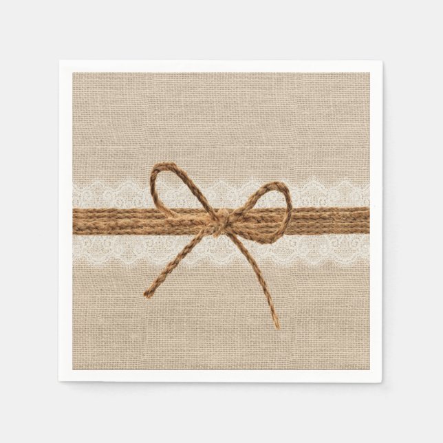 Rustikale Burlap Twine Country Wedding Serviette (Vorderseite)