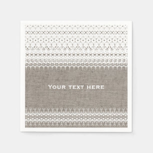 Rustikale Burlap- und elegante Lace Wedding Serviette