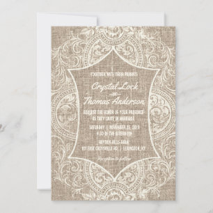 Rustikale Burlap Vintage französische Hochzeit ein Einladung