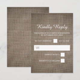 Rustikale Burlap Wedding RSVP Karte