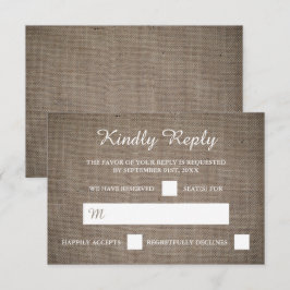 Rustikale Burlap Wedding RSVP Karte