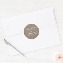 Rustikale Burlap Wedding Runder Aufkleber