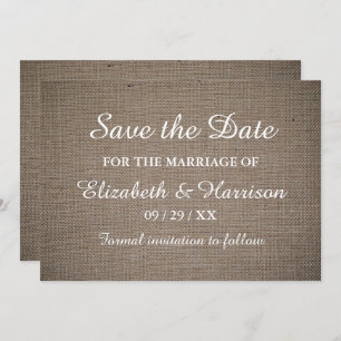 Rustikale Burlap Wedding Save The Date