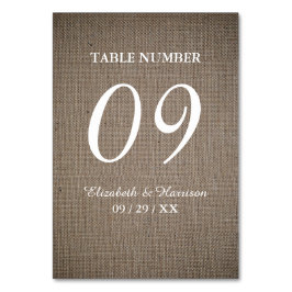 Rustikale Burlap Wedding Tischnummer