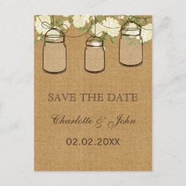 Rustikale Burlpenner-Rose-Maurerkrüge rett-Datums Ankündigungspostkarte