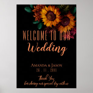 Rustikale Burnt Orange Bloral Wedding Willkommen Poster