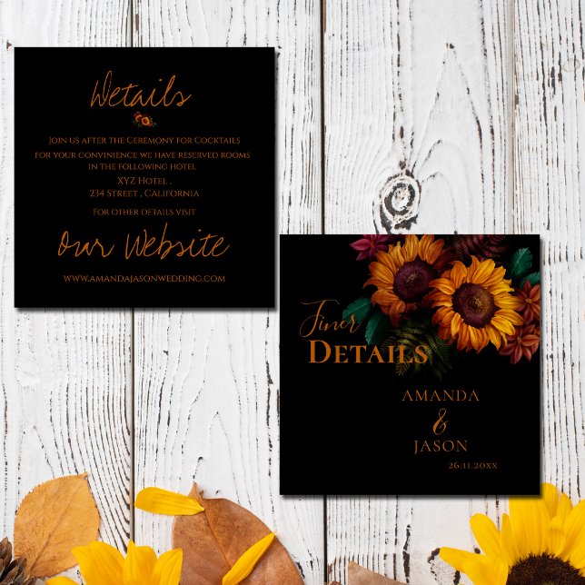 Rustikale Burnt Orange Blumenzwiebeldetails Begleitkarte (Rustic Burnt Orange Floral Wedding Details Enclosure Card)