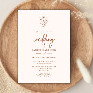 Rustikale Burnt Orange Botanicals Hochzeit Einladung