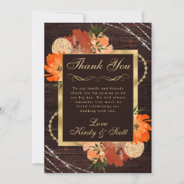 Rustikale Burnt Orange Fall Blume Hochzeit Dankeskarte