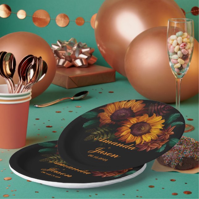 Rustikale Burnt Orange Floral Wedding Party Pappteller (Multi)