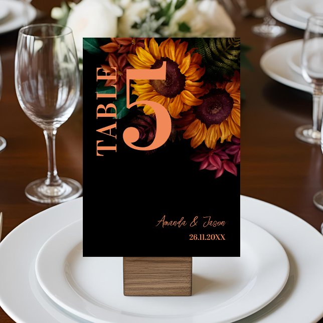 Rustikale Burnt Orange Floral Wedding Tischnummer (Rustic Burnt Orange Floral Wedding Table Number)