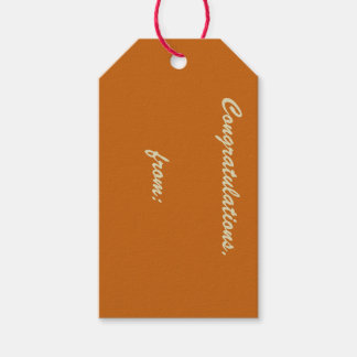 Rustikale Burnt Orange Gratulationen (Goldschrift) Geschenkanhänger