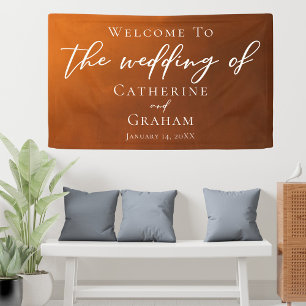 Rustikale Burnt Orange Herbsthochzeit Willkommen Banner
