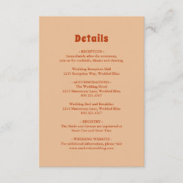 Rustikale Burnt Orange Moderne Hochzeit Begleitkarte