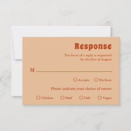 Rustikale Burnt Orange Moderne Hochzeit RSVP Karte