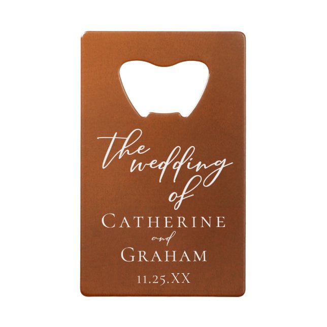 Rustikale Burnt Orange Personalisierte Herbsthochz Geldbeutel Flaschenöffner (Vorderseite)