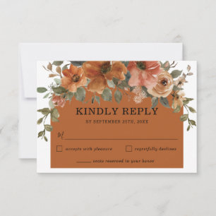 Rustikale Burnt Orange Rust Brown Floral Arch Hoch RSVP Karte