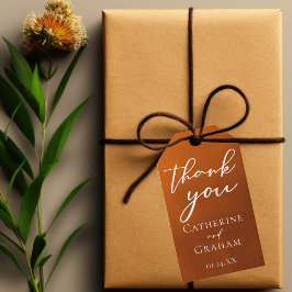 Rustikale Burnt Orange Typografy Herbsthochzeit Geschenkanhänger