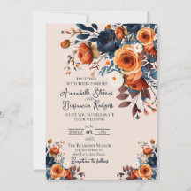 Rustikale Burnt Orange und Blauer Hochzeitsempfang