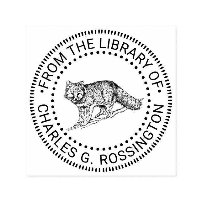 Rustikale buschige Fox Bibliotheksbuch Name Permastempel (Design)