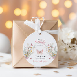 Rustikale Butterfly-Wildblume Blumenbaby-Dusche Geschenkanhänger