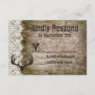 Rustikale Camouflage Jagd Antler Hochzeit RSVP Karte