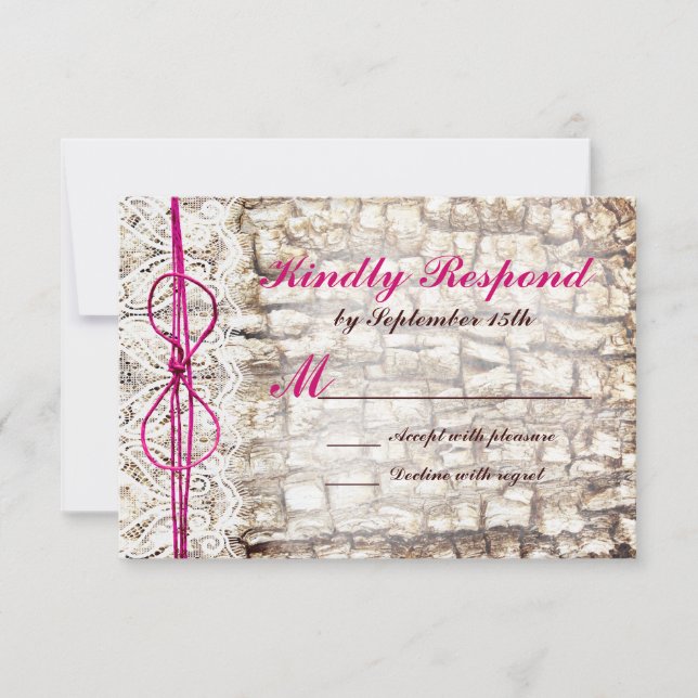 Rustikale Camouflage Rosa Bow Wedding RSVP (Vorderseite)