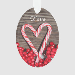 Rustikale Candy Cane Herzstück Liebe Unser erstes Ornament