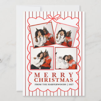 Rustikale Candy Stripe 4 Foto Familien Weihnachten