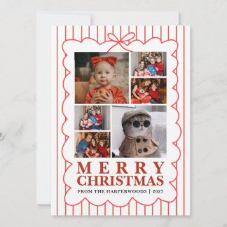 Rustikale Candy Stripe 6 Foto Familienweihnachten Feiertagskarte